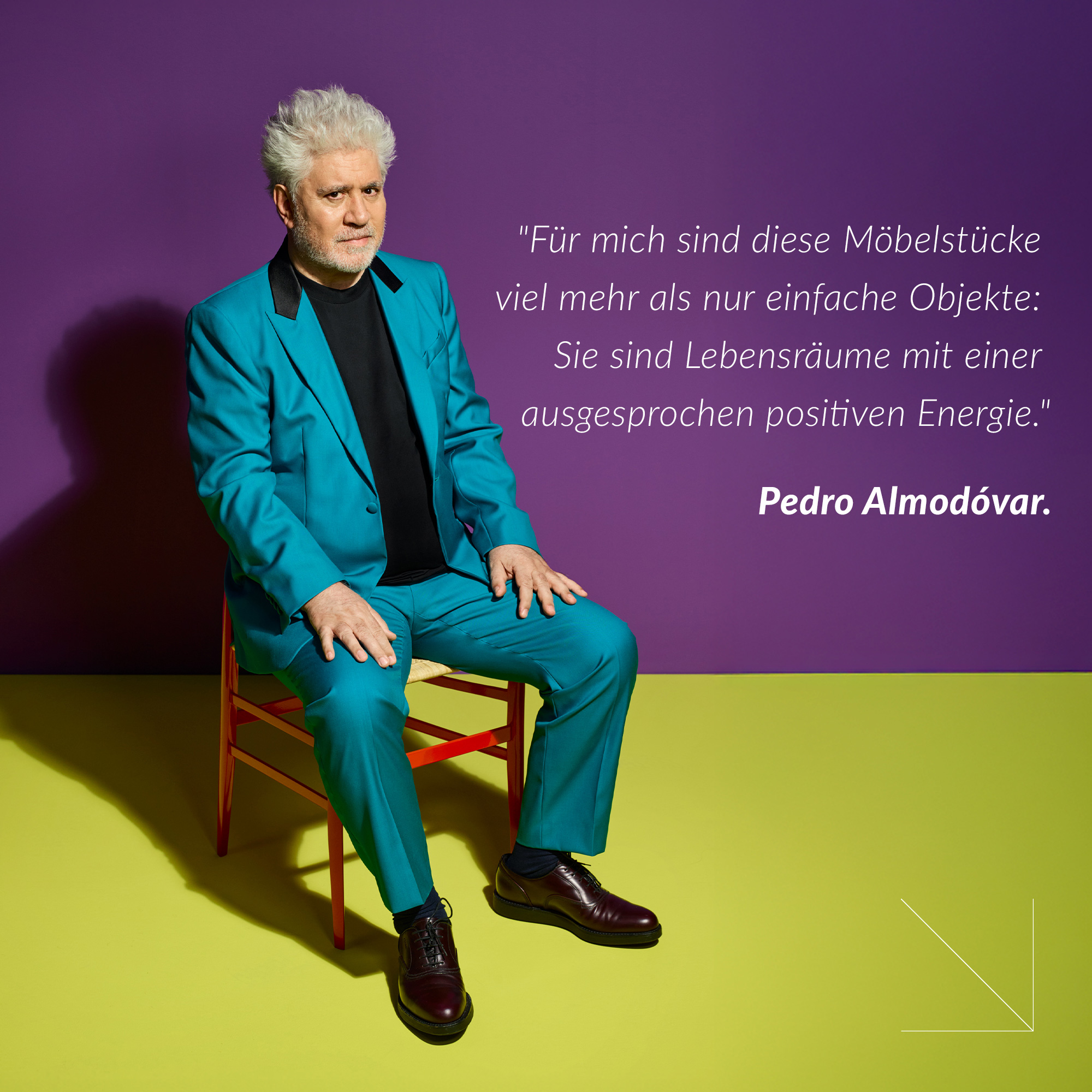"F&uuml;r mich sind diese M&ouml;belst&uuml;cke viel mehr als nur einfache Objekte: Sie sind Lebensr&auml;ume mit einer ausgesprochen positiven Energie." Pedro Almod&oacute;var.